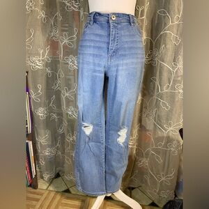 Style and Co Straight Leg Distressed Denim Blue Jeans